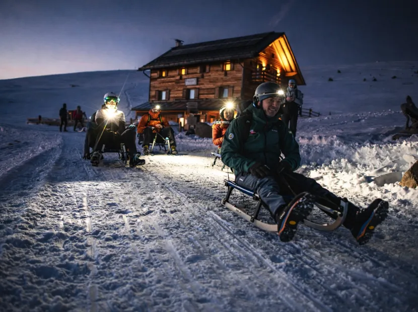 Night Sledging with Dinner in a Mountain Hut