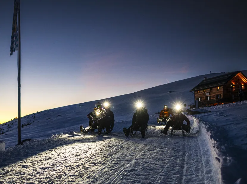 Night Sledging with Dinner in a Mountain Hut