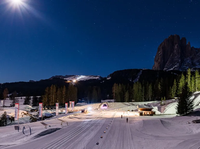 Full moon cross-country skiing